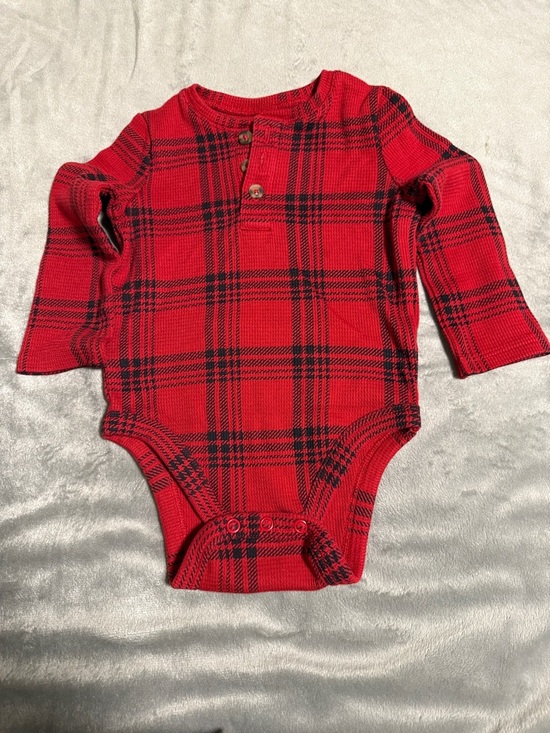 jumping beans Other - jumping beans Red & Black Plaid Long-Sleeve Baby Bodysuit